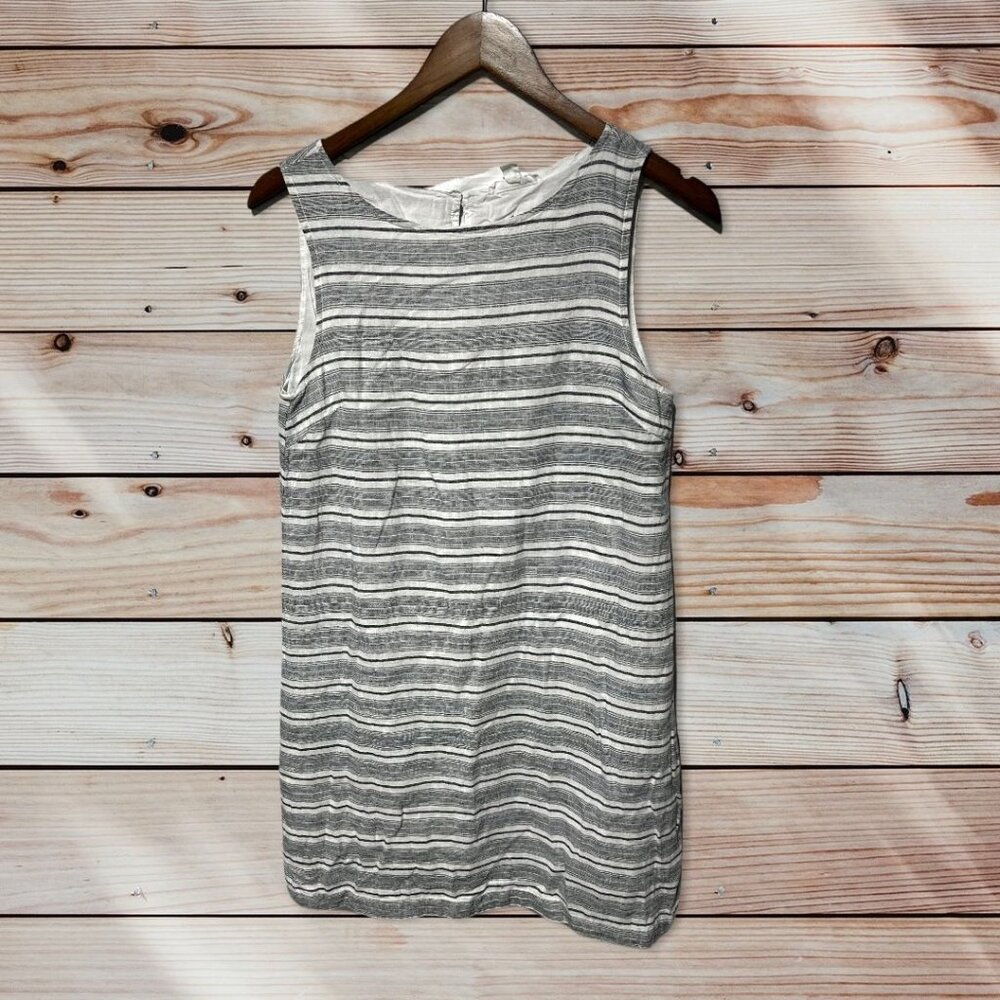Beach Lunch Lounge Striped Linen Dress White/Blue Size Small